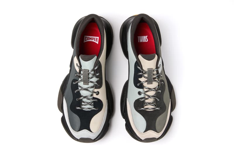 camper karst 2 sneaker rexarge foam midsole twins mary jane patches ortholite sole footbed vibram velcro laces fastening black blue gray green