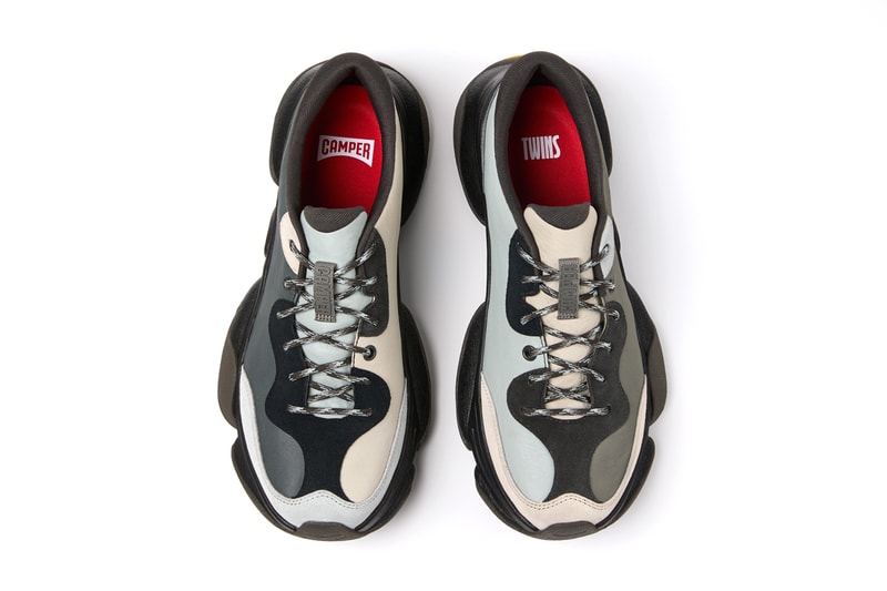 camper karst 2 sneaker rexarge foam midsole twins mary jane patches ortholite sole footbed vibram velcro laces fastening black blue gray green