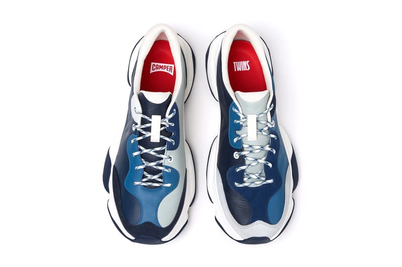 camper karst 2 sneaker rexarge foam midsole twins mary jane patches ortholite sole footbed vibram velcro laces fastening black blue gray green