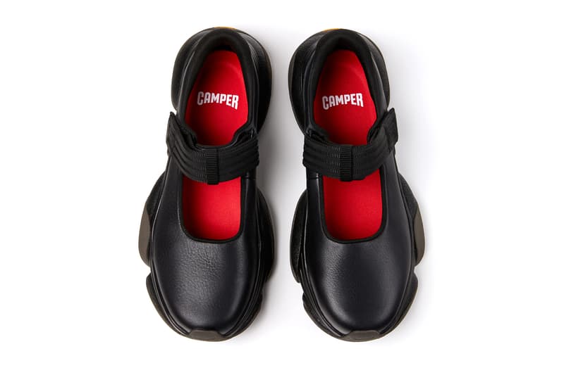 camper karst 2 sneaker rexarge foam midsole twins mary jane patches ortholite sole footbed vibram velcro laces fastening black blue gray green