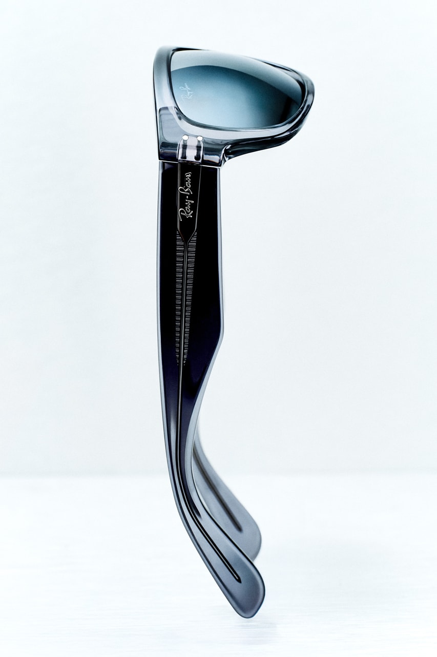 ray-ban hypebeast mega balorama sunglasses platinum anniversary collaboration 20th mirrored lens gray translucent logo silver pack