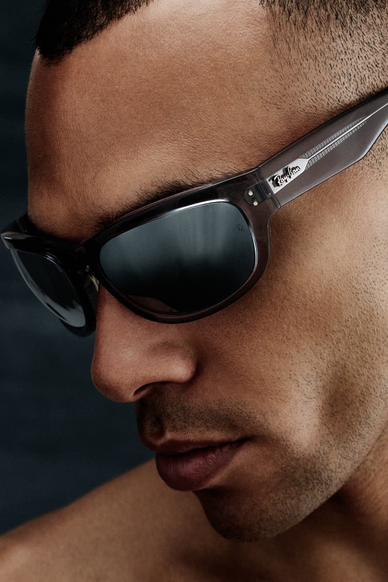 ray-ban hypebeast mega balorama sunglasses platinum anniversary collaboration 20th mirrored lens gray translucent logo silver pack