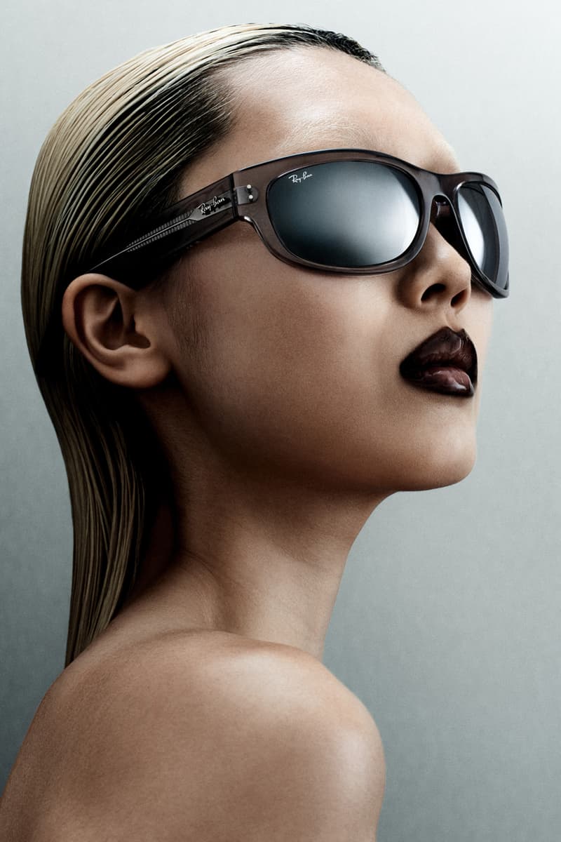 ray-ban hypebeast mega balorama sunglasses platinum anniversary collaboration 20th mirrored lens gray translucent logo silver pack