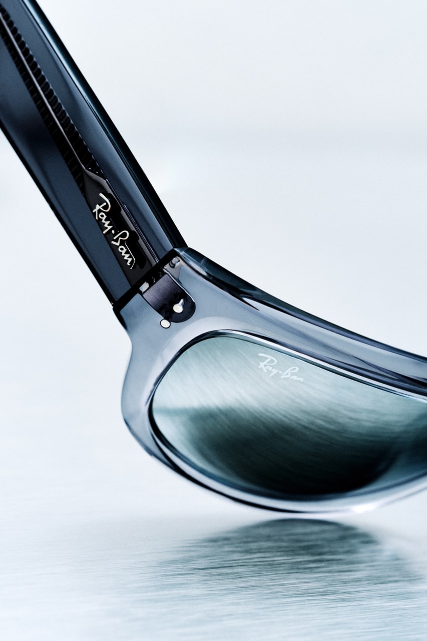 ray-ban hypebeast mega balorama sunglasses platinum anniversary collaboration 20th mirrored lens gray translucent logo silver pack