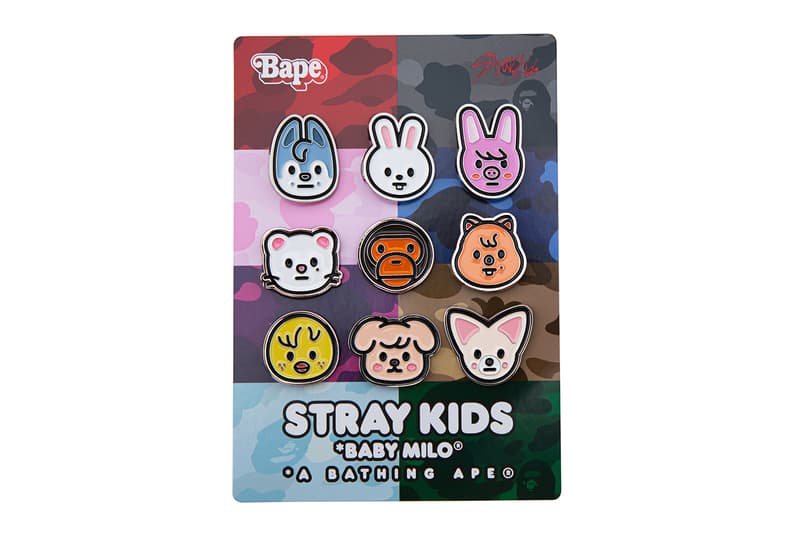 BAPE Stray Kids Collection Hoodie T-Shirt BAPE STA Metal Pin Key Ring Release Info