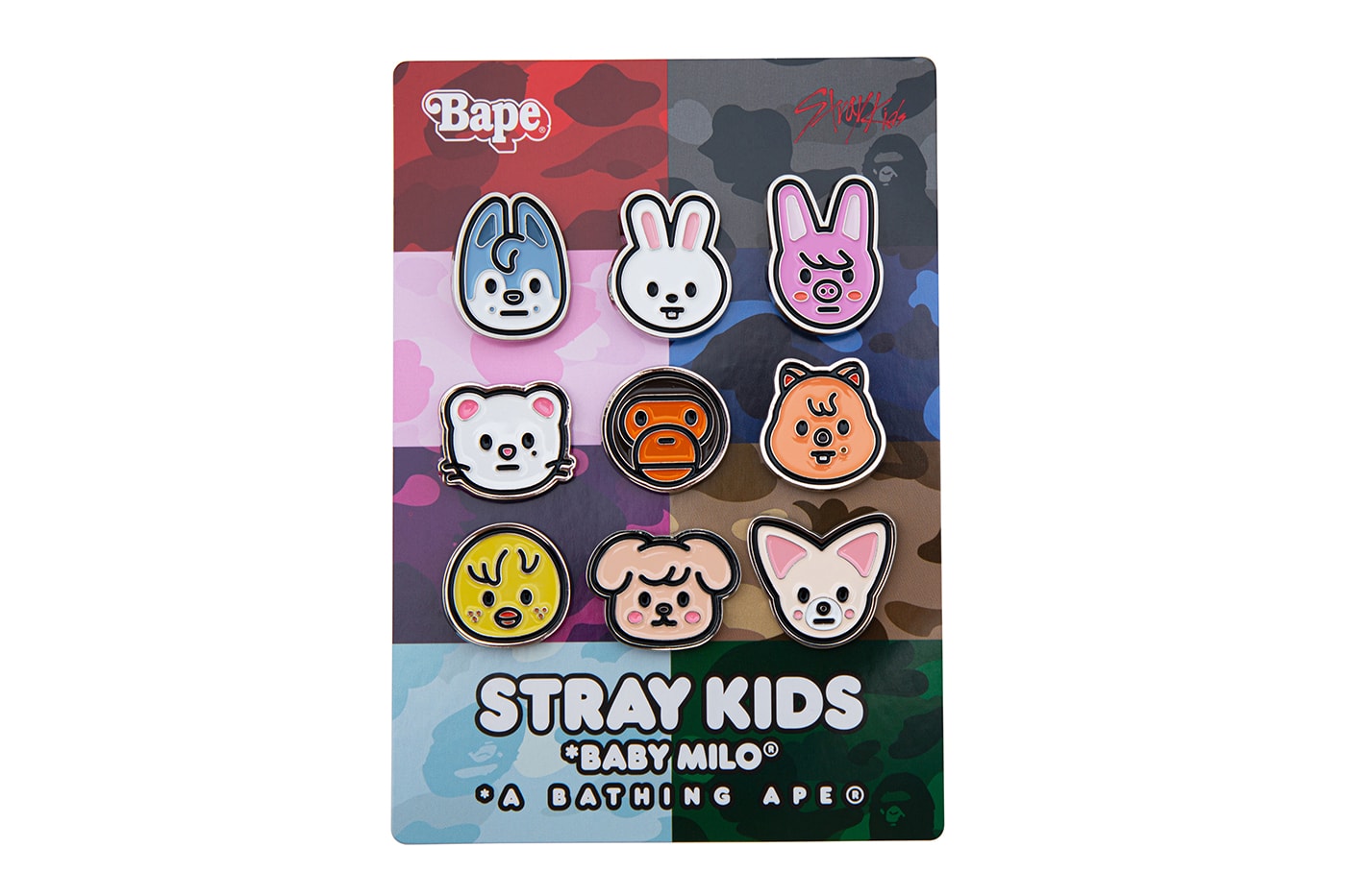 BAPE Stray Kids Collection Hoodie T-Shirt BAPE STA Metal Pin Key Ring Release Info