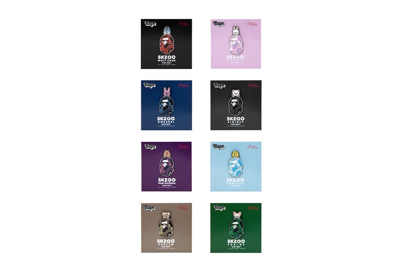 BAPE Stray Kids Collection Hoodie T-Shirt BAPE STA Metal Pin Key Ring Release Info
