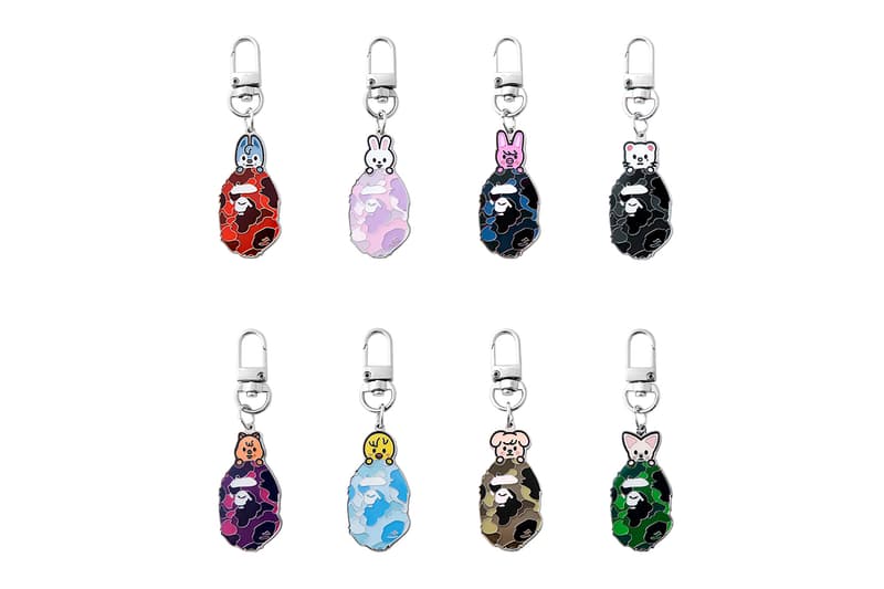 BAPE Stray Kids Collection Hoodie T-Shirt BAPE STA Metal Pin Key Ring Release Info