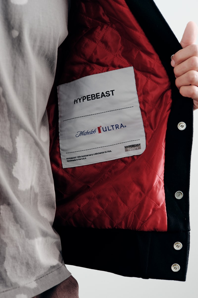 Hypebeast Label Michelob ULTRA 20th Anniversary Varsity Jacket Art Gallery Exhibition 