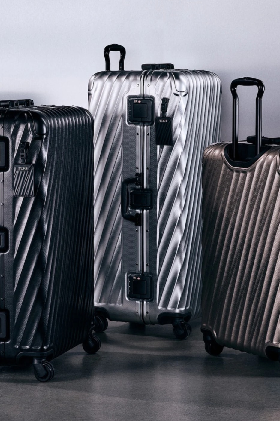 Kith for TUMI 50th Anniversary Collection Release Info 19 Degree Aluminum International Carry On Rolling Trunk Cigar Case Sunglass Case Watch Case Pewter Silver Stadium