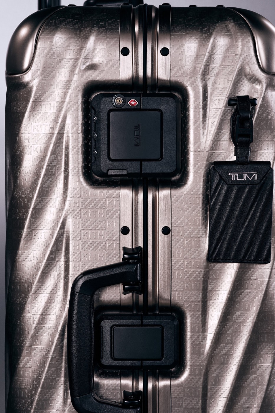 Kith for TUMI 50th Anniversary Collection Release Info 19 Degree Aluminum International Carry On Rolling Trunk Cigar Case Sunglass Case Watch Case Pewter Silver Stadium