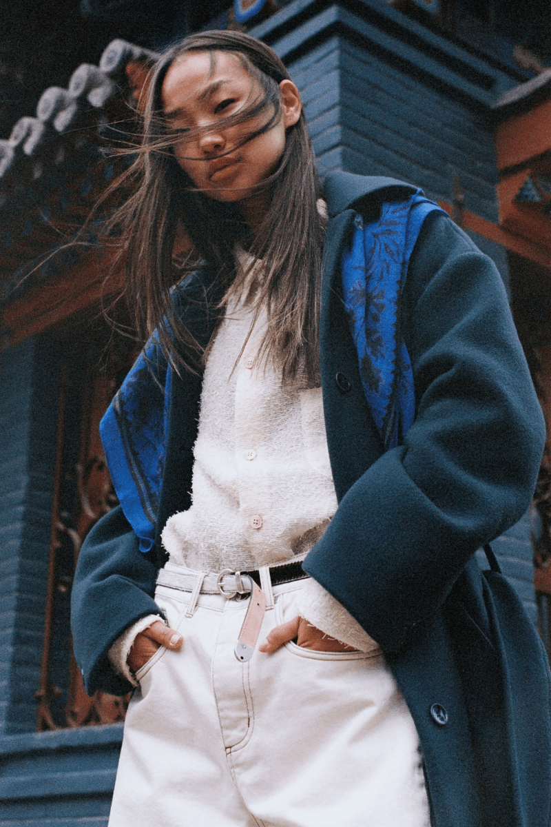 Mongolian steppe A Kind Of Guise's FW25 collection, Altai Mirage, Artist Jonathan Niclaus, Italian cotton corduroy, lambswool and hairy wool blends, purple dragon emblem,Dragon Wool Jacket and the Khivs Pullover.