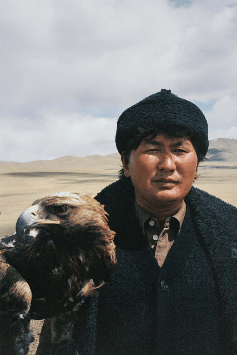 Mongolian steppe A Kind Of Guise's FW25 collection, Altai Mirage, Artist Jonathan Niclaus, Italian cotton corduroy, lambswool and hairy wool blends, purple dragon emblem,Dragon Wool Jacket and the Khivs Pullover.