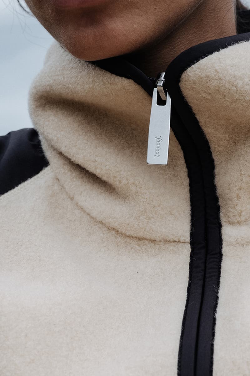 laminar herno lifestyle fall winter 2025 goretex technical parka bomber Miftha Bahardeen campaign Italian ripstop nylon shirt jacket midi skirt cap hat 