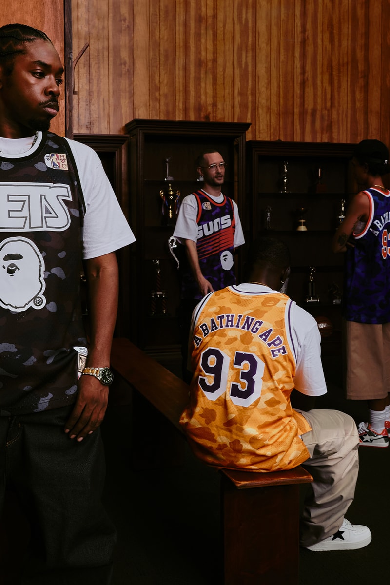 BAPE® x Mitchell & Ness NBA Collection Is Where Streetwear Meets Hardwood Brooklyn Nets, Phoenix Suns, Los Angeles Lakers, and New York Knicks