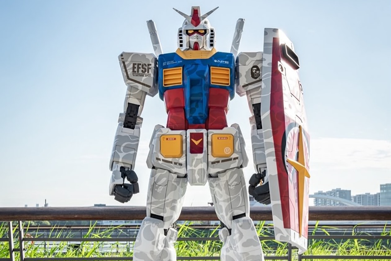 A Look Back on Gundam's Most Significant Brand Collaborations bape supreme bandai namco fragment design hiroshi fujiwara phantaci scuderia alphatauri collaboration collabs aape shanghai