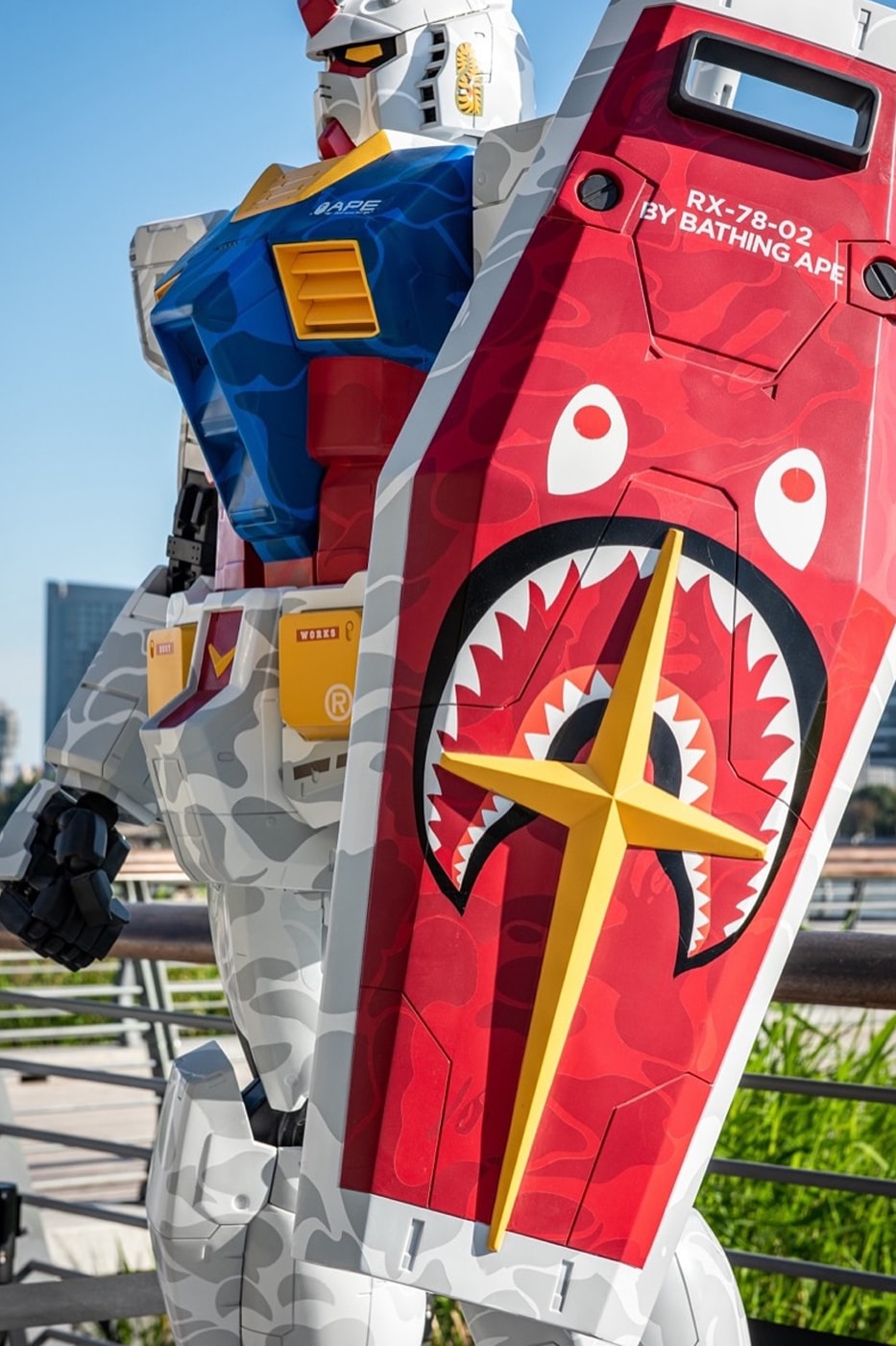 BAPE® and Bandai Namco Unveil Colossus Gundam Statues shanghai aape milo statues