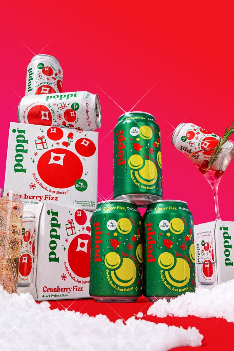 poppi holiday 2025 hypebae prebiotic soda cranberry fizz ginger fizz virtual party 