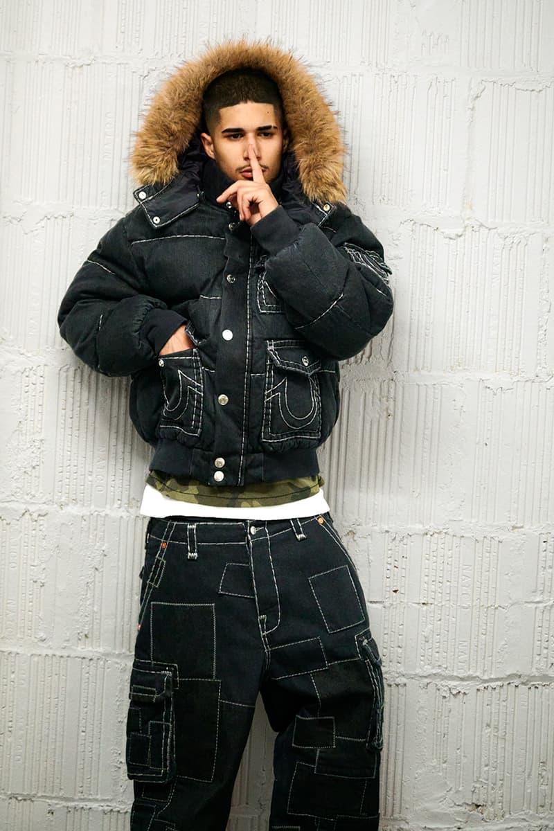 Supreme x True Religion Fall 2025 Collaboration denim jeans release info Leather Trucker Jacket, Puffer Jacket, L/S Shirt, Polo, Zip Up Hooded Sweatshirt, Leather Pant, Cargo Pant, Sweatpant, Earflap 5-Panel, 6-Panel and Beanie