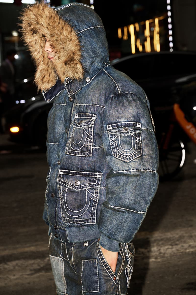 Supreme x True Religion Fall 2025 Collaboration denim jeans release info Leather Trucker Jacket, Puffer Jacket, L/S Shirt, Polo, Zip Up Hooded Sweatshirt, Leather Pant, Cargo Pant, Sweatpant, Earflap 5-Panel, 6-Panel and Beanie