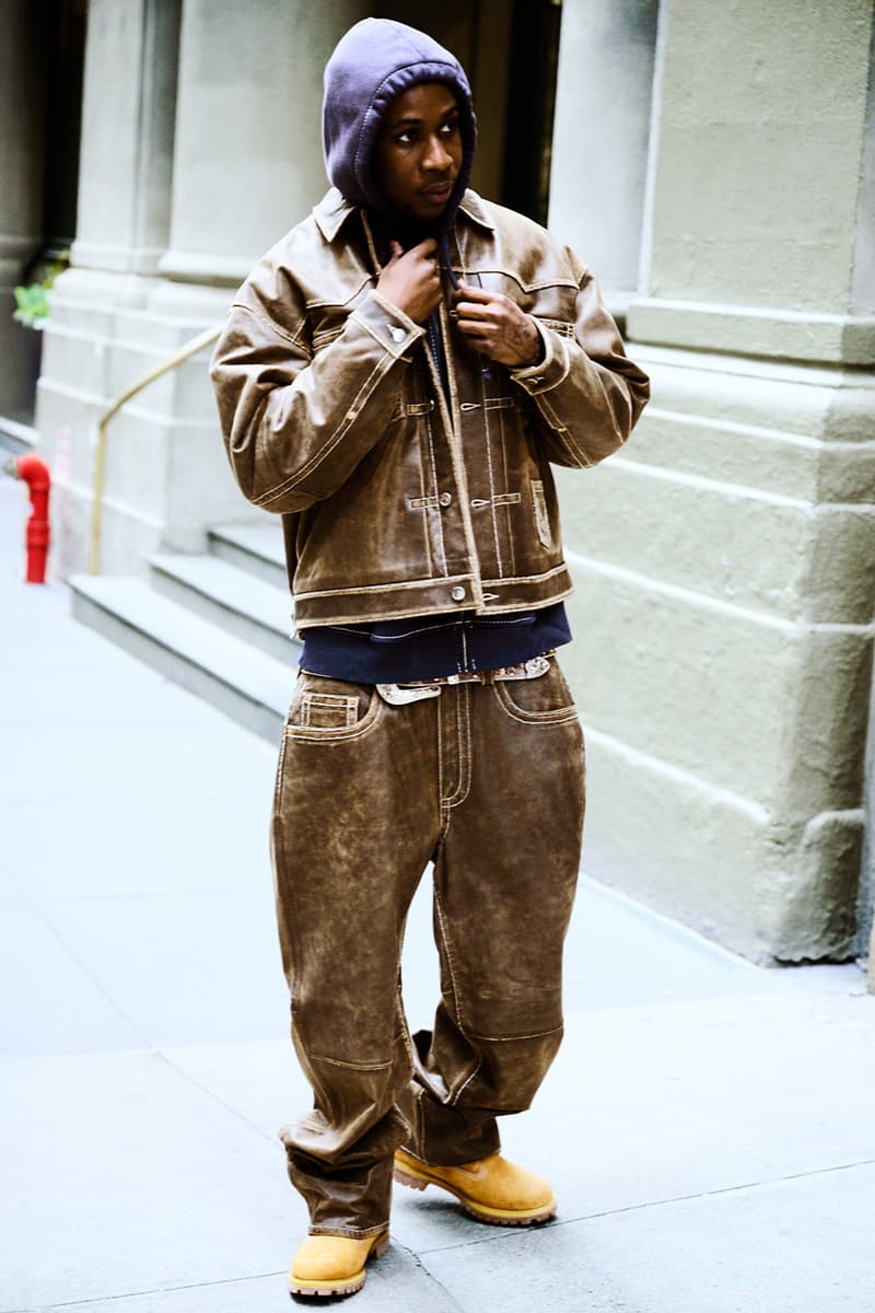 Supreme x True Religion Fall 2025 Collaboration denim jeans release info Leather Trucker Jacket, Puffer Jacket, L/S Shirt, Polo, Zip Up Hooded Sweatshirt, Leather Pant, Cargo Pant, Sweatpant, Earflap 5-Panel, 6-Panel and Beanie