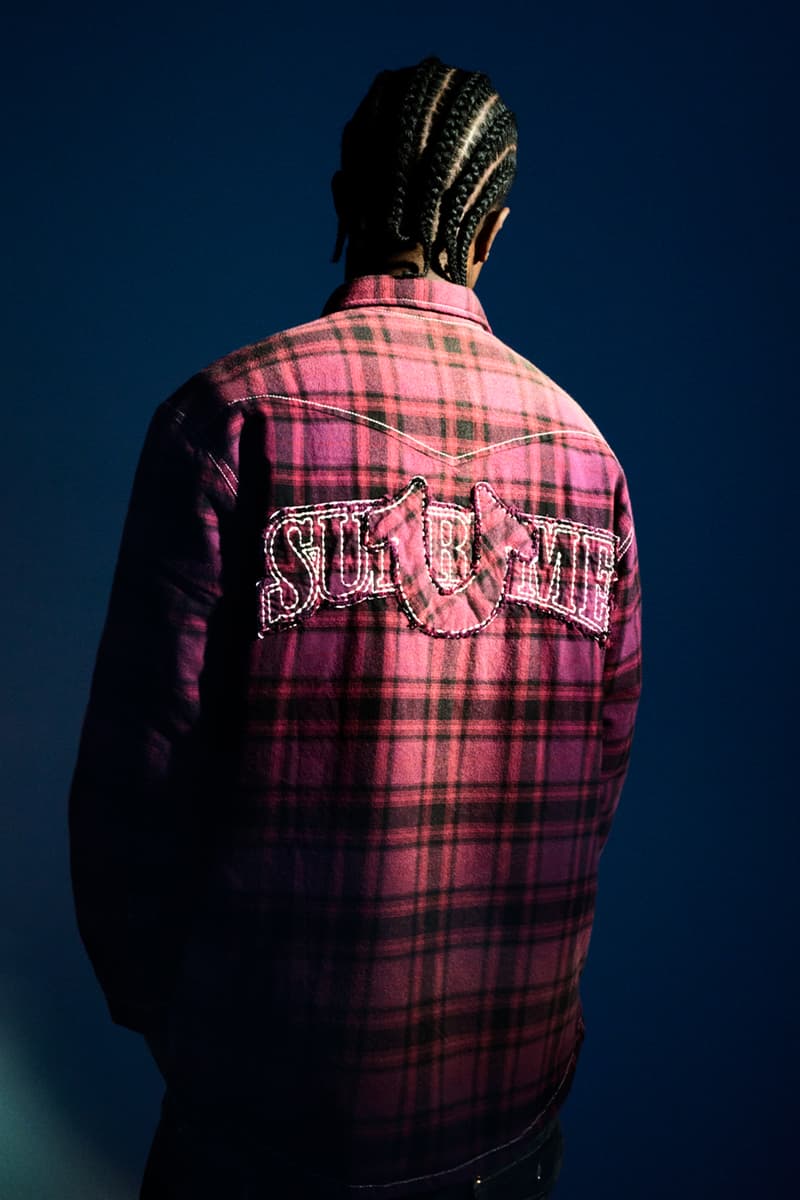 Supreme x True Religion Fall 2025 Collaboration denim jeans release info Leather Trucker Jacket, Puffer Jacket, L/S Shirt, Polo, Zip Up Hooded Sweatshirt, Leather Pant, Cargo Pant, Sweatpant, Earflap 5-Panel, 6-Panel and Beanie