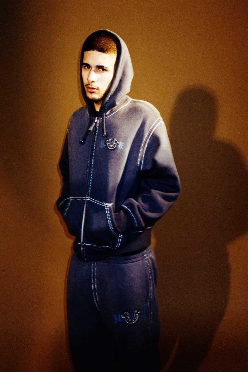 Supreme x True Religion Fall 2025 Collaboration denim jeans release info Leather Trucker Jacket, Puffer Jacket, L/S Shirt, Polo, Zip Up Hooded Sweatshirt, Leather Pant, Cargo Pant, Sweatpant, Earflap 5-Panel, 6-Panel and Beanie