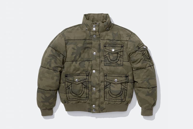 Supreme x True Religion Fall 2025 Collaboration denim jeans release info Leather Trucker Jacket, Puffer Jacket, L/S Shirt, Polo, Zip Up Hooded Sweatshirt, Leather Pant, Cargo Pant, Sweatpant, Earflap 5-Panel, 6-Panel and Beanie