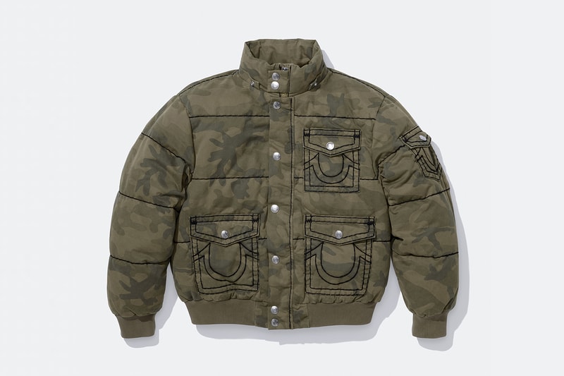 Supreme x True Religion Fall 2025 Collaboration denim jeans release info Leather Trucker Jacket, Puffer Jacket, L/S Shirt, Polo, Zip Up Hooded Sweatshirt, Leather Pant, Cargo Pant, Sweatpant, Earflap 5-Panel, 6-Panel and Beanie