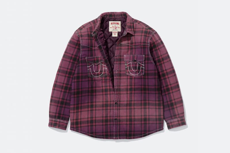 Supreme x True Religion Fall 2025 Collaboration denim jeans release info Leather Trucker Jacket, Puffer Jacket, L/S Shirt, Polo, Zip Up Hooded Sweatshirt, Leather Pant, Cargo Pant, Sweatpant, Earflap 5-Panel, 6-Panel and Beanie