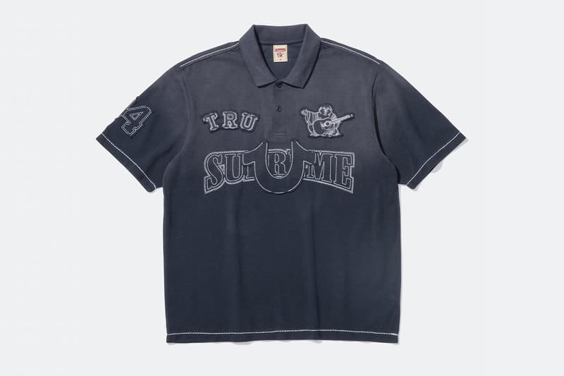 Supreme x True Religion Fall 2025 Collaboration denim jeans release info Leather Trucker Jacket, Puffer Jacket, L/S Shirt, Polo, Zip Up Hooded Sweatshirt, Leather Pant, Cargo Pant, Sweatpant, Earflap 5-Panel, 6-Panel and Beanie