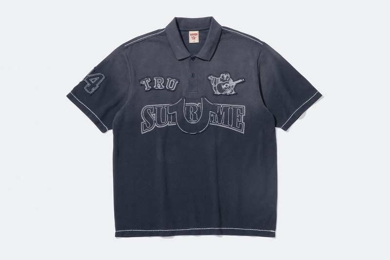 Supreme x True Religion Fall 2025 Collaboration denim jeans release info Leather Trucker Jacket, Puffer Jacket, L/S Shirt, Polo, Zip Up Hooded Sweatshirt, Leather Pant, Cargo Pant, Sweatpant, Earflap 5-Panel, 6-Panel and Beanie