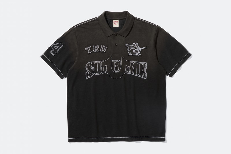Supreme x True Religion Fall 2025 Collaboration denim jeans release info Leather Trucker Jacket, Puffer Jacket, L/S Shirt, Polo, Zip Up Hooded Sweatshirt, Leather Pant, Cargo Pant, Sweatpant, Earflap 5-Panel, 6-Panel and Beanie