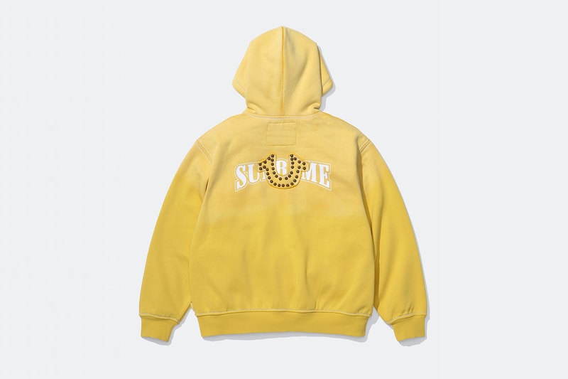 Supreme x True Religion Fall 2025 Collaboration denim jeans release info Leather Trucker Jacket, Puffer Jacket, L/S Shirt, Polo, Zip Up Hooded Sweatshirt, Leather Pant, Cargo Pant, Sweatpant, Earflap 5-Panel, 6-Panel and Beanie