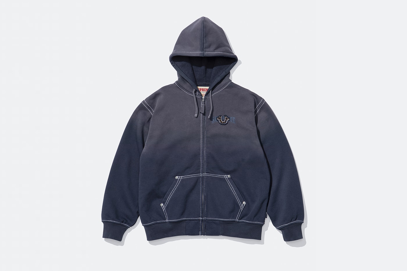 Supreme x True Religion Fall 2025 Collaboration denim jeans release info Leather Trucker Jacket, Puffer Jacket, L/S Shirt, Polo, Zip Up Hooded Sweatshirt, Leather Pant, Cargo Pant, Sweatpant, Earflap 5-Panel, 6-Panel and Beanie