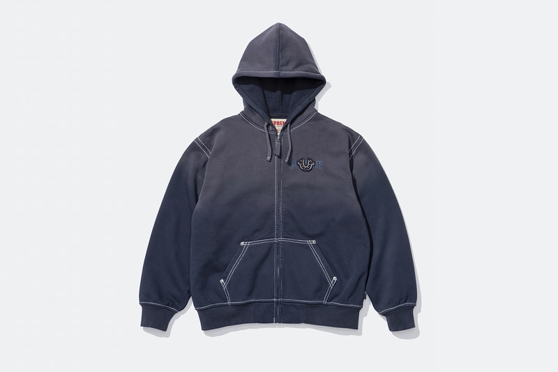 Supreme x True Religion Fall 2025 Collaboration denim jeans release info Leather Trucker Jacket, Puffer Jacket, L/S Shirt, Polo, Zip Up Hooded Sweatshirt, Leather Pant, Cargo Pant, Sweatpant, Earflap 5-Panel, 6-Panel and Beanie