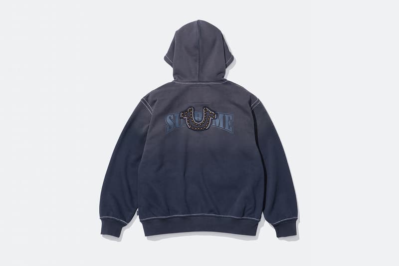 Supreme x True Religion Fall 2025 Collaboration denim jeans release info Leather Trucker Jacket, Puffer Jacket, L/S Shirt, Polo, Zip Up Hooded Sweatshirt, Leather Pant, Cargo Pant, Sweatpant, Earflap 5-Panel, 6-Panel and Beanie