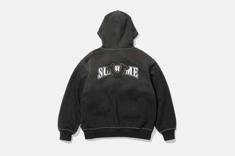 Supreme x True Religion Fall 2025 Collaboration denim jeans release info Leather Trucker Jacket, Puffer Jacket, L/S Shirt, Polo, Zip Up Hooded Sweatshirt, Leather Pant, Cargo Pant, Sweatpant, Earflap 5-Panel, 6-Panel and Beanie