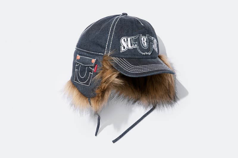 Supreme x True Religion Fall 2025 Collaboration denim jeans release info Leather Trucker Jacket, Puffer Jacket, L/S Shirt, Polo, Zip Up Hooded Sweatshirt, Leather Pant, Cargo Pant, Sweatpant, Earflap 5-Panel, 6-Panel and Beanie