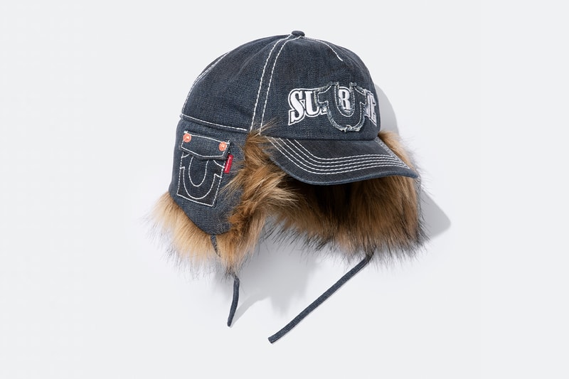 Supreme x True Religion Fall 2025 Collaboration denim jeans release info Leather Trucker Jacket, Puffer Jacket, L/S Shirt, Polo, Zip Up Hooded Sweatshirt, Leather Pant, Cargo Pant, Sweatpant, Earflap 5-Panel, 6-Panel and Beanie