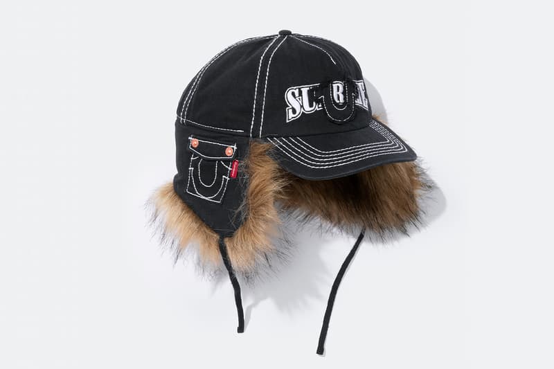 Supreme x True Religion Fall 2025 Collaboration denim jeans release info Leather Trucker Jacket, Puffer Jacket, L/S Shirt, Polo, Zip Up Hooded Sweatshirt, Leather Pant, Cargo Pant, Sweatpant, Earflap 5-Panel, 6-Panel and Beanie