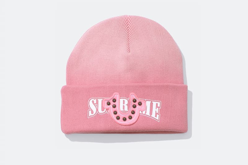 Supreme x True Religion Fall 2025 Collaboration denim jeans release info Leather Trucker Jacket, Puffer Jacket, L/S Shirt, Polo, Zip Up Hooded Sweatshirt, Leather Pant, Cargo Pant, Sweatpant, Earflap 5-Panel, 6-Panel and Beanie