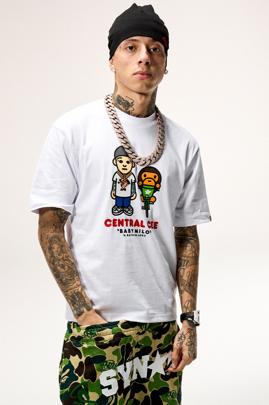 Central Cee Leads Three-Way BAPE x Spotify x SYNA Collab rapper uk hoodies sweater t-shirts