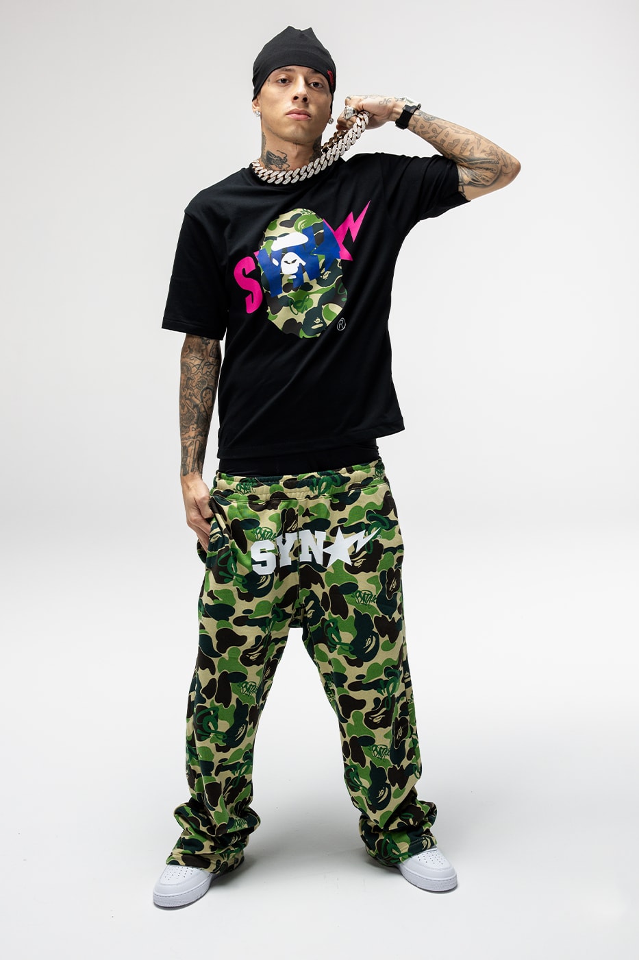 Central Cee Leads Three-Way BAPE x Spotify x SYNA Collab rapper uk hoodies sweater t-shirts
