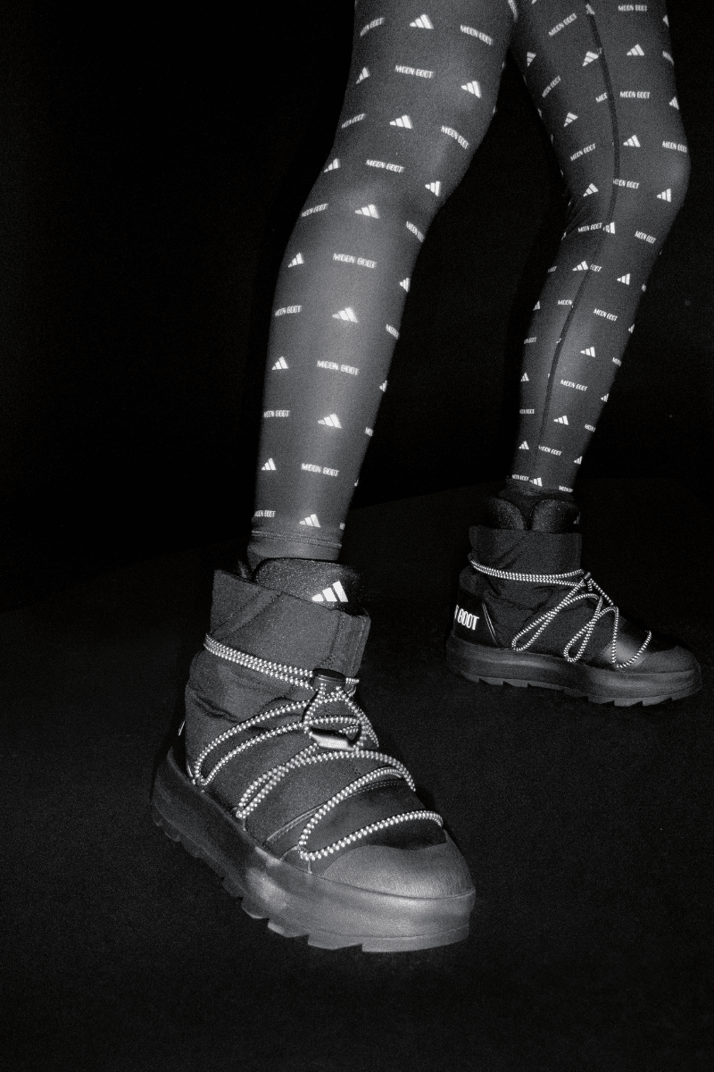 Adidas x Moonboots Have Dropped a Fall / Winter 25 Collection, The campaign was shot by Julien Boudet and modeled by Djibril Cissé and Frida Karlsson, the ‘Moon Boot Ultraboost’ and the ‘Moon Boot ACE’.