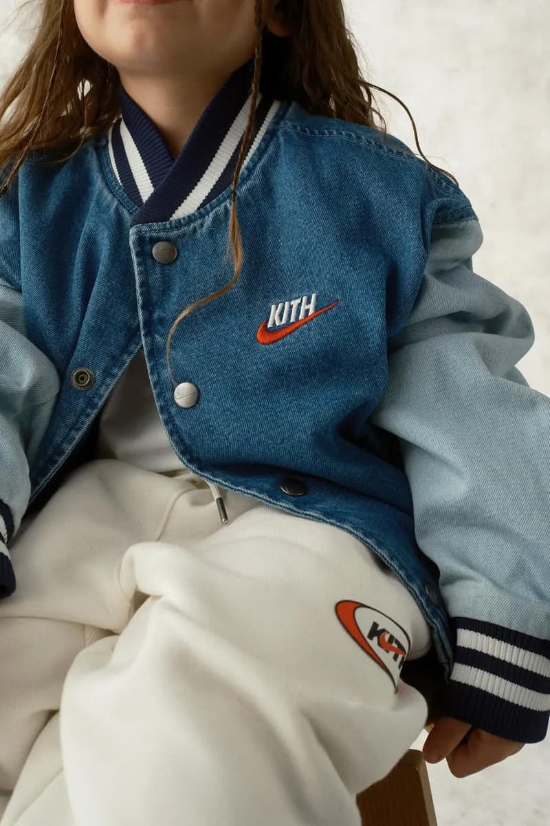 Ronnie Fieg Drops Kith x Nike Kids Holiday 2025 Collection air force 1 low air max 95 swoosh sweaters sweatpants varsity jackets denim