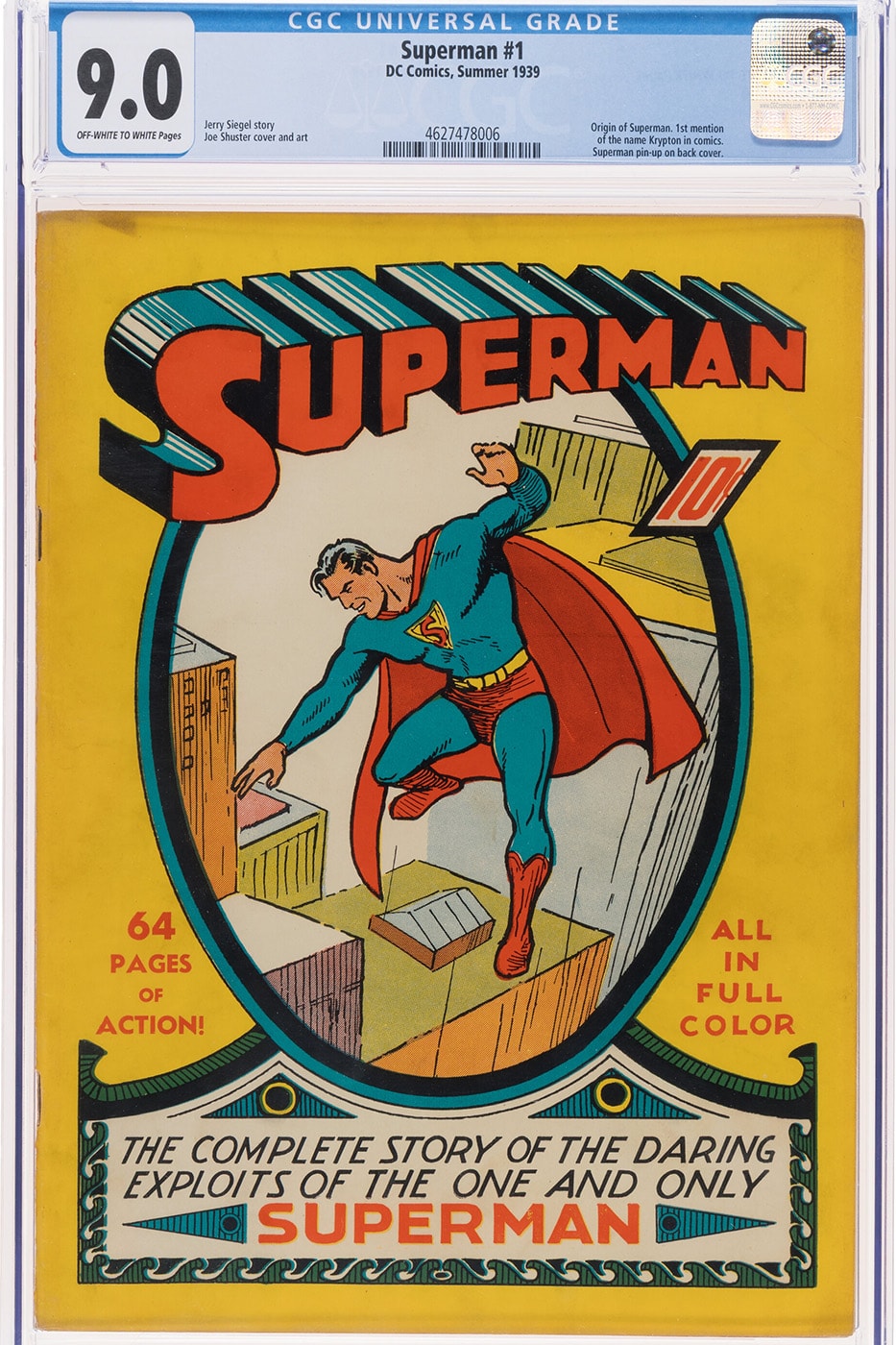 High-grade 1939 ‘Superman No. 1’ comic from attic discovery that set a $9.12 million auction record at Heritage Auctions