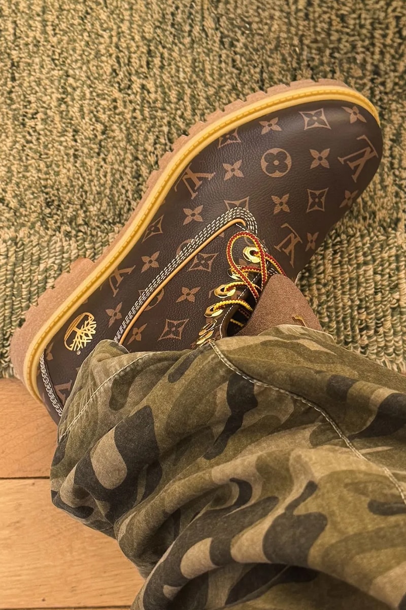 Pharrell's Limited Edition 18K Gold Louis Vuitton x Timberland Boots Have Surfaced collaboration 50 pairs custom lv trunk japan 