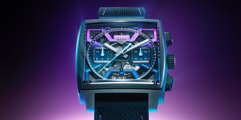 This TAG Heuer Monaco Chronograph Captures the Electric Glow of Night Racing