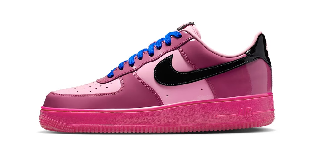 Nike Adds Patent Leather and Blue Laces to the Air Force 1 Low “Pink Cooler/Mulberry Rose”